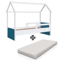 Cama Casinha Montessoriana Com Colchão Solteiro Branco Azul Secreto Sorriso Shop JM