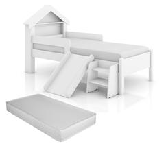 Cama Casinha Montessoriana Infantil Meninas Criança Princesa Com Colchão Quarto Com Escorregador E Escada