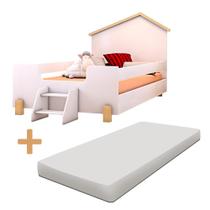 Cama Casinha Montessoriana Solteiro Com Colchão Branco Divaloto