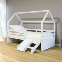Cama Casinha Slim Rb Kit Escada Escorregador Grade Branco