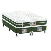 Cama Castor Queen Silver Star Air Double Face Tecnopedic 158x198x61 + Box Castor Verde