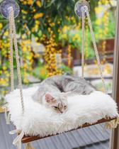 Cama Cat Window Perch Furrfinity Hammock com assento de madeira maciça