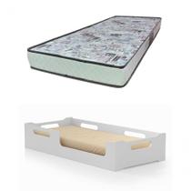 Cama Cecíla Solteiro Montessoriana 100% Mdf + Colchão Solterio 188x88 Cm -d23 Gazin - Branca Cama Cecíla Solteiro Montessoriana 100% Mdf + Colchão Solterio 188x88 Cm -d23 Gazin - Branca