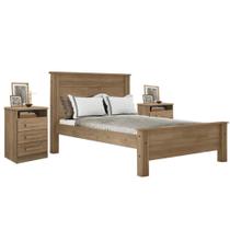 Cama com 2 Mesas de Cabeceira 3 Gavetas MDF Resistente 138cm