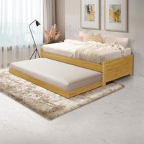 Cama com Auxiliar Resistente Solteiro em Madeira Maciça Gabrieli com 2 Colchões Imbuia