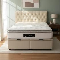 Cama Com Baú King E Cabeceira + Colchão Cloud Luckspuma. Colchão Bege - Baú E Cabeceira Escolher Cor No Chat Cama Com Baú King E Cabeceira + Colchão Cloud Luckspuma. Colchão Bege - Baú E Cabeceira Escolher Cor No Chat