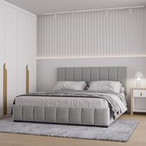 Cama com Cabeceira Queen Estofada Uvaia CabeCasa MadeiraOriginals