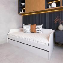 Cama com Cama Auxiliar com Rodízio Solteiro e Infantil em Mdf Premium Duo Branco Cama com Cama Auxiliar com Rodízio Solteiro e Infantil em Mdf Premium Duo Branco
