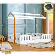 Cama com Colchão D28 Montessoriana Casal Infantil Ágatha Branco/amêndoa Incluso Lousa Mágica Cama com Colchão D28 Montessoriana Casal Infantil Ágatha Branco/amêndoa Incluso Lousa Mágica
