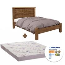 Cama Com Colchão Ortobom Casal Anti Ruído 100% MDF Castanho Endesa Shop JM