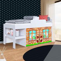 Cama Com Cortina Infantil E Colchão Solteiro Branco Criativa Shop JM