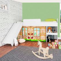 Cama Com Escorregador Solteiro Infantil Branco Playground Art In Móveis