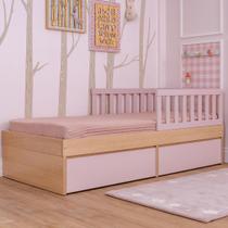 Cama com Gavetas e Proteção Lateral Play Rosa com Carvalho Malva