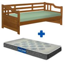 Cama De Babá Madeira Maciça Solteiro Castanho Amsterdã Shop JM Com Colchão Probel Guarda Costas