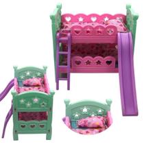 Cama De Boneca Brinquedo Beliche Com Escorregador Acessórios Cama De Boneca Brinquedo Beliche Com Escorregador Acessórios