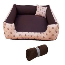 cama de cachorro cama G 70x70cm cama pra cachorro até 15kg + manta ( marrom coroinhas) - gv enxovais