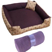 cama de cachorro cama G 70x70cm cama pra cachorro até 15kg + manta ( marrom coroinhas)