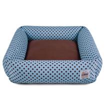 Cama de Cachorro com Zíper Hanna Caminha Pet 53x53 Azul Poá Marrom