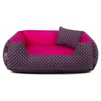 Cama de Cachorro Dupla Face Lola Caminha Pet 85x70 Marrom Poá Pink - Senhor Bicho