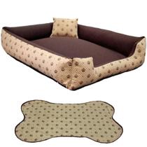 cama de cachorro grande cama para pet cama retangular 70x80cm marrom+tapetinho para comedouros