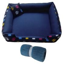 cama de cachorro grande cama pra cachorro até 15kg + manta ( azul marinho ) - gv enxovais