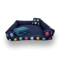 cama de cachorro grande cama pra cachorro até 15kg + manta ( azul marinho ) - gv enxovais