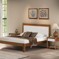 Cama de Casal 112cm x 210cm em Madeira Maciça Modena Marrom/Amêndoa/Branco Cama de Casal 112cm x 210cm em Madeira Maciça Modena Marrom/Amêndoa/Branco