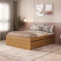 Cama de Casal 4 Gavetas MDF Aurora Yescasa Marrom/Carvalho Hanover Cama de Casal 4 Gavetas MDF Aurora Yescasa Marrom/Carvalho Hanover