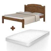 Cama de Casal Anti Ruido Lais Basoto Castanho Com Colchão Casal Hellen Pro Confort