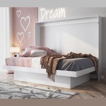 Cama de Casal Articulável Horizontal com Estação de Trabalho Latino Art In Móveis Branca Cama de Casal Articulável Horizontal com Estação de Trabalho Latino Art In Móveis Branca