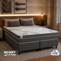 Cama de Casal Box Isofort com base dupla QueenSize Poliséster com molas ensacadas 198x158x70 Ley Colchões