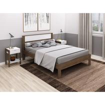 Cama de Casal CM8005 Para Colchão de 138x188cm Nogal/Branco Tecnomobili