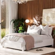 Cama de Casal com Estrado Reforçado Sem Cabeceira Estrutura Estável e Resistente Branco ou Cinamomo Moderna e Fácil de Montar