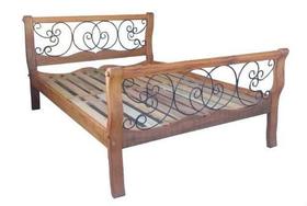 Cama De Casal Endy Queen Em Madeira De Demolição E Ferro - Cód 2151 Cama De Casal Endy Queen Em Madeira De Demolição E Ferro - Cód 2151