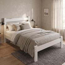 Cama de Casal Esmeralda em Madeira Maciça Branco Repleta Cama de Casal Esmeralda em Madeira Maciça Branco Repleta