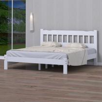 Cama de Casal King Size Madeira Maciça Branco Pérola