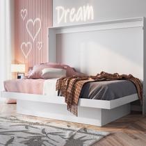 Cama de Casal Latino Articulável com Mesa de Estudos Branco - Art In Móveis Cama de Casal Latino Articulável com Mesa de Estudos Branco - Art In Móveis