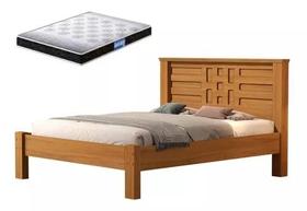 Cama De Casal Laura 100% Mdf + Colchão Casal Probel 188x138 - Nature Basoto Cama De Casal Laura 100% Mdf + Colchão Casal Probel 188x138 - Nature Basoto