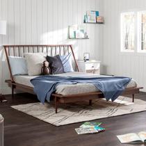 Cama de Casal Lunna 100 % Madeira Maciça Marrom/Walnut