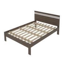 Cama de Casal Madeira CM8009 Nogal/Branco - Tecno Mobili