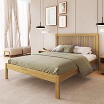 Cama de Casal Madeira Maciça com Lastro Lucy Marrom/Oak