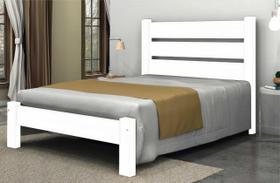 Cama de Casal Maiorca de Madeira Maciça Angelim Pedra/Tauari - Cor Branco