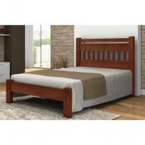 Cama de Casal Mônaco de Madeira Maciça Angelim Pedra Tauari Castanho