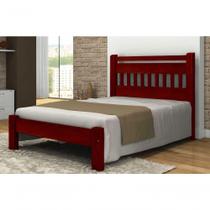 Cama de Casal Mônaco de Madeira Maciça Angelim Pedra Tauari Mogno