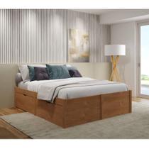 Cama de Casal Multifuncional Diamond Madeira Maciça - Amêndoa Cama de Casal Multifuncional Diamond Madeira Maciça - Amêndoa