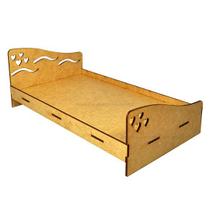 Cama de Casal para Casa de Boneca 31x18,5x12 Mdf Madeira Cru