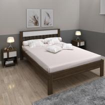 Cama de Casal para Colchão 138 x 188 cm Multimóveis CR35011 Nogal/Branca Cama de Casal para Colchão 138 x 188 cm Multimóveis CR35011 Nogal/Branca