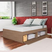 Cama de Casal Queen Box Tokio 160 cm Organizadora Com 4 Portas Sem Colchão Quarto Marrom Madeira - Art in Móveis