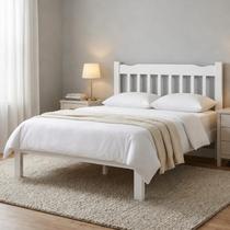 Cama De Casal Queen Branca Madeira Maciça Pérola Cama De Casal Queen Branca Madeira Maciça Pérola