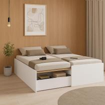 Cama de Casal Retrátil com Gaveta Funcional Branco